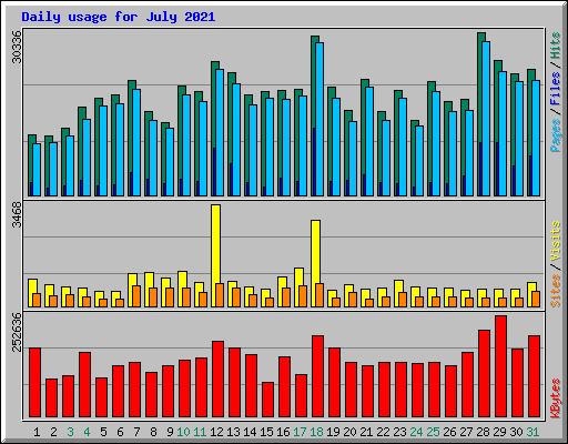 Daily usage for July 2021