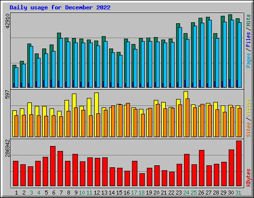 Daily usage for December 2022